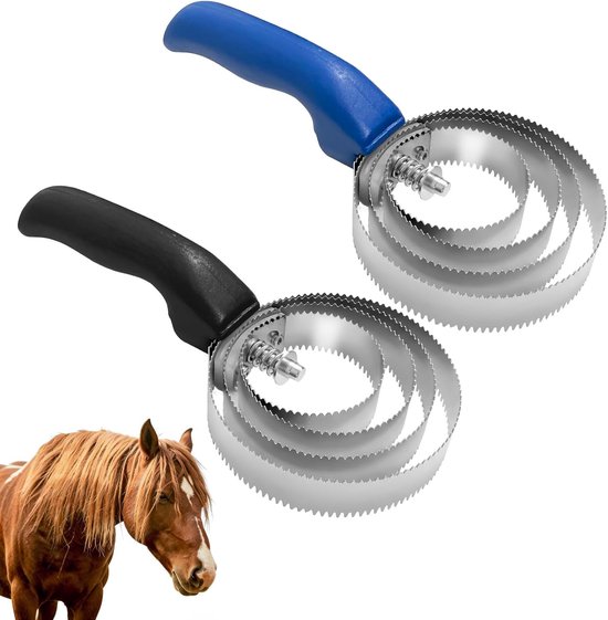 Horsestek, Paardenborstel en Veerpen voor Perfecte Verzorging van je Paard - Blauw en Zwart