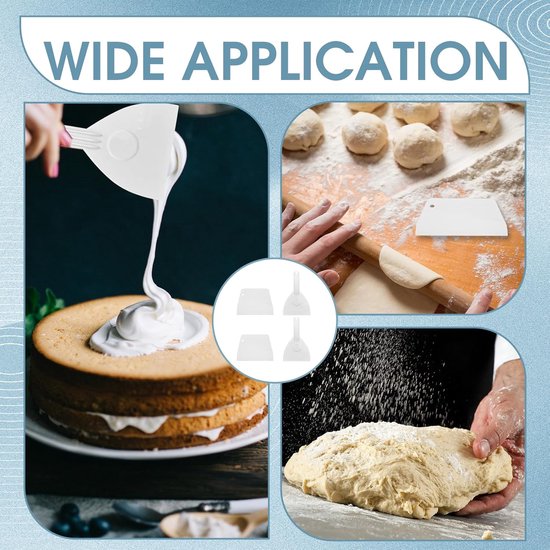 Spatels, deegkaart, spatel, deegsnijder, pizzaspatel, kunststof spatel, keuken, deegspatel, flexibele set, crèmeschraper, flexibele deegschraper met handgreep, voor bakken, cake, fondant — afbeelding 3