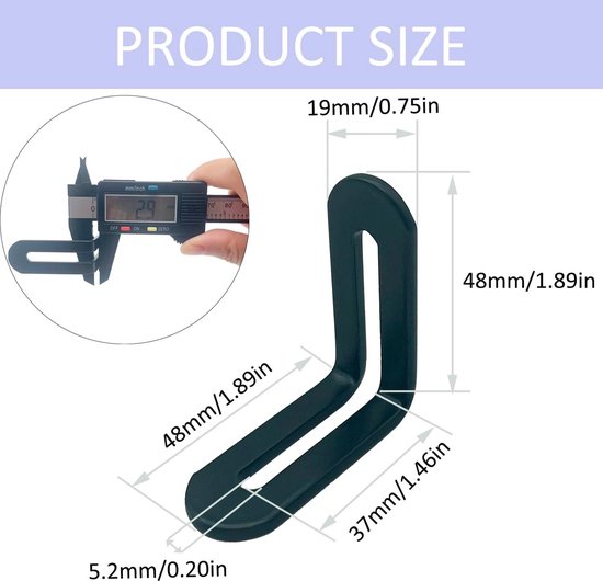 verstelbare Hoekverbindingen Haakverbinder Hoekverbinding Hoekbeugels - 10st 48x48x2.9mm 90 Graden Gezamenlijke Haakse L Beugel voor Meubels Houten Kasten Planken, Roestvrij staal, zwart — afbeelding 2