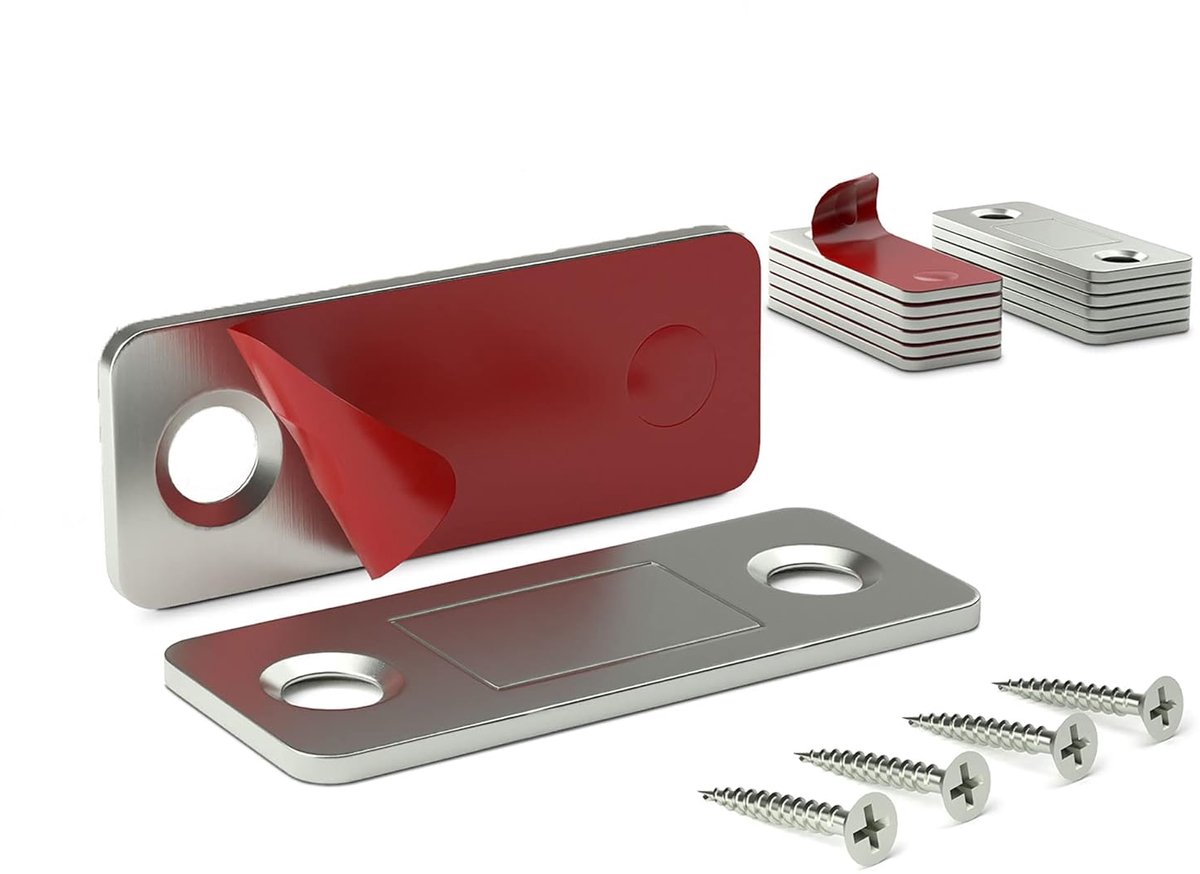 Magnetische snapper zelfklevend - houdkracht 8 kg - set van 6 roestvrij staal - ultradunne kastmagneet - meubelmagneten - deur magneetsluiting roestvrij staal - magneethouder kastdeur voor een goede grip
