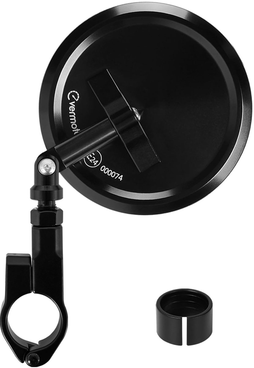 Dailygoods- Motorfietsspiegel E24 goedgekeurd - 360° verstelbaar - Klemhouder voor stuur 22 mm/25,4 mm - CNC-aluminium - Eenvoudige installatie - Stabiel gebruik - Motorspiegel