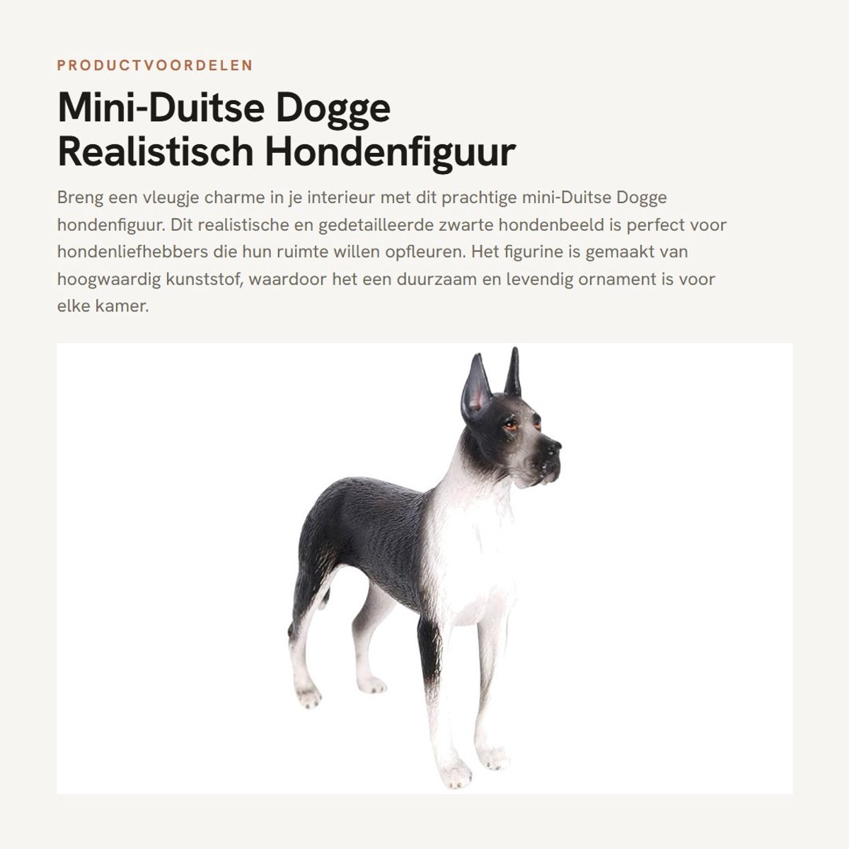Dailygoods- Hondenfiguur Mini-Duitse Dogge - Realistisch Hondenbeeld - Gedetailleerd Puppyfiguur - Kunststof Simulatiehondenmodel - Levendig Dieren Ornament - Perfect voor Woondecoratie - Dierenbeeld