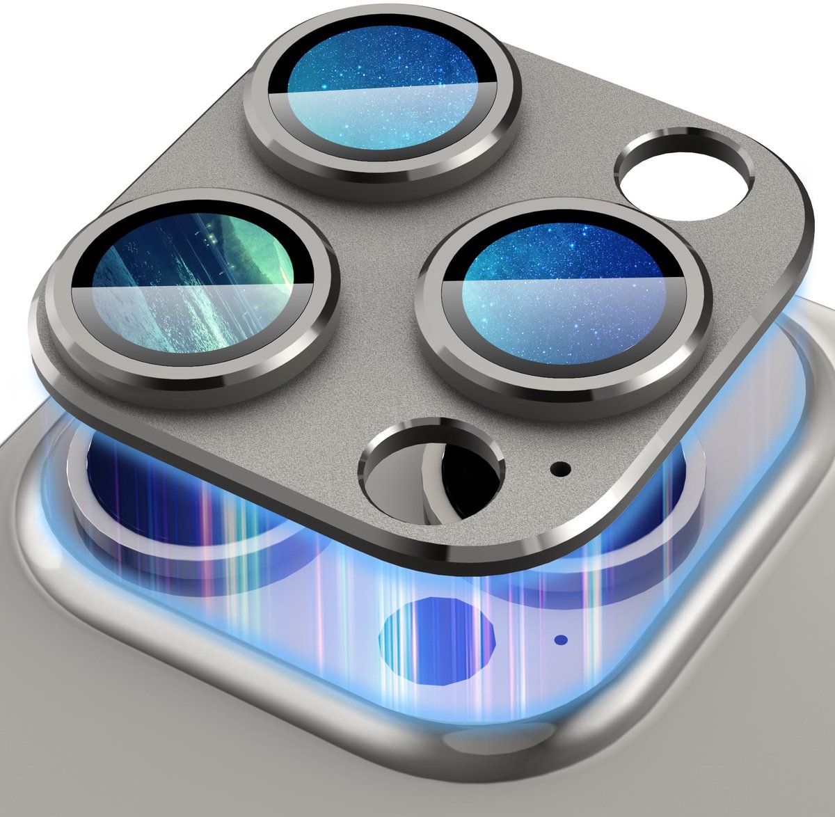 Dailygoods- Lensbeschermer iPhone 15 Pro - HD Gehard Glas - Aluminiumlegering - Camera Bescherming - Schokbestendig - Antislip Bevestiging - Camera Lens Protector
