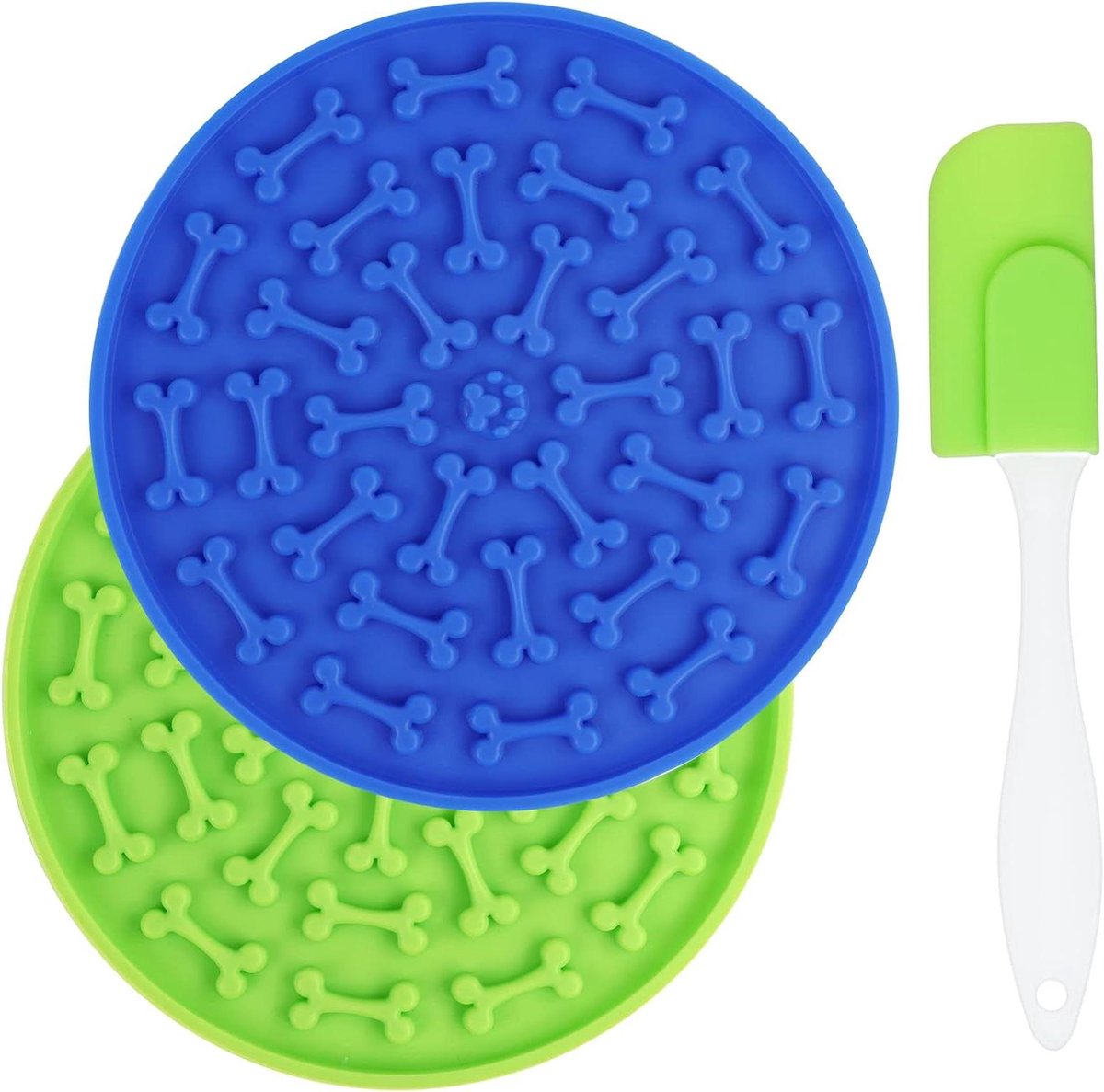 Honden Likmat - Voerbak - Rustig Eten - Sterke Zuignappen - 2 Stuks - Groen Blauw