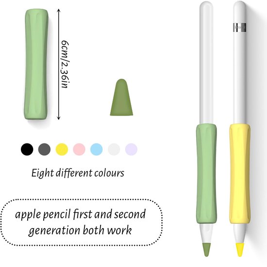Dailygoods- Gripsset 16-delig - Siliconen - Ergonomisch ontwerp - Compatibel met Apple Pencil 1e/2e generatie - Schokbestendig - Comfortabele grip - Stylus Grip — afbeelding 5