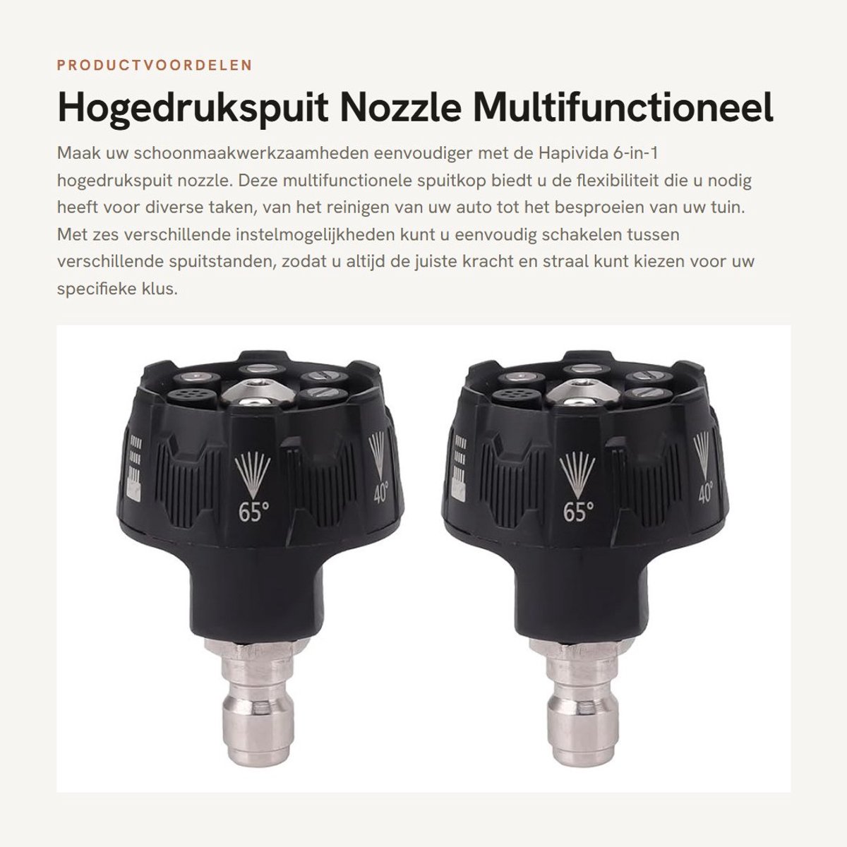Dailygoods- Hogedrukspuitmondstuk 6-in-1 - Verstelbaar - Multifunctioneel - 1/4 Snelle Plug - Roestvrij Staal - 72 gram - Hogedrukspuit