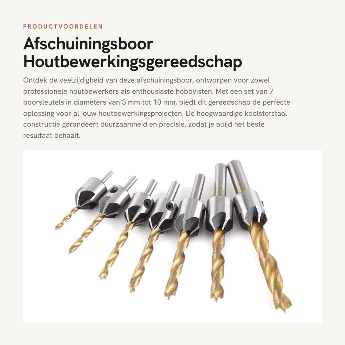 Dailygoods- Afschuiningsboor 7 Stuks - Houtbewerkingsboorgereedschap - Verzonken Boor - Koolstofstaal - Zeskantsleutel - Diameter 3-10 mm - Boorset