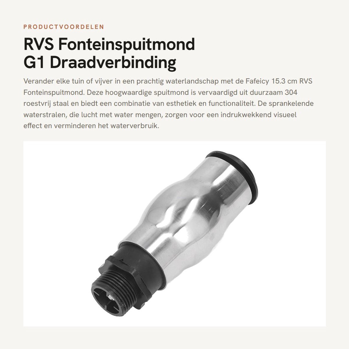 Dailygoods- Fontein Nozzle 15.3cm - 304 Roestvrij Staal - G1 Draadverbinding - Water Spray - Tuin/ Vijver Gebruik - Duurzaam Ontwerp - Waterstraal