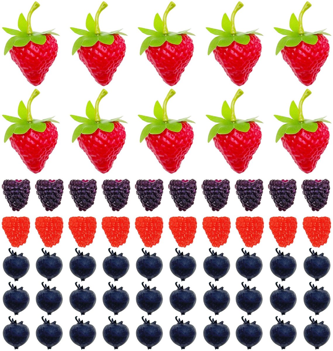 Dailygoods- Kunstbessen Set van 60 Stuks - Nep Fruit - Decoratie Fruit - Simulatie Aardbeien - Feest Decor - Voedselmarkt Gebruik - Nepfruit