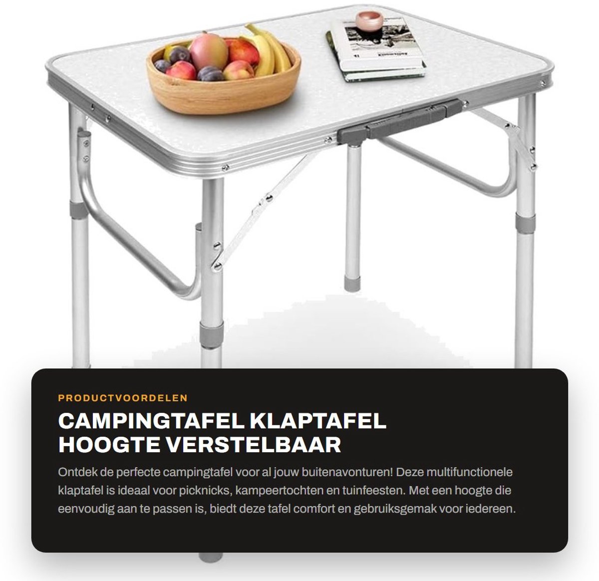 Dailygoods- Campingtafel opvouwbaar - Klaptafel - Tuintafel - Werktafel - Draagbaar - Hoogte verstelbaar - Roestvrij staal - Opvouwbare Tafel