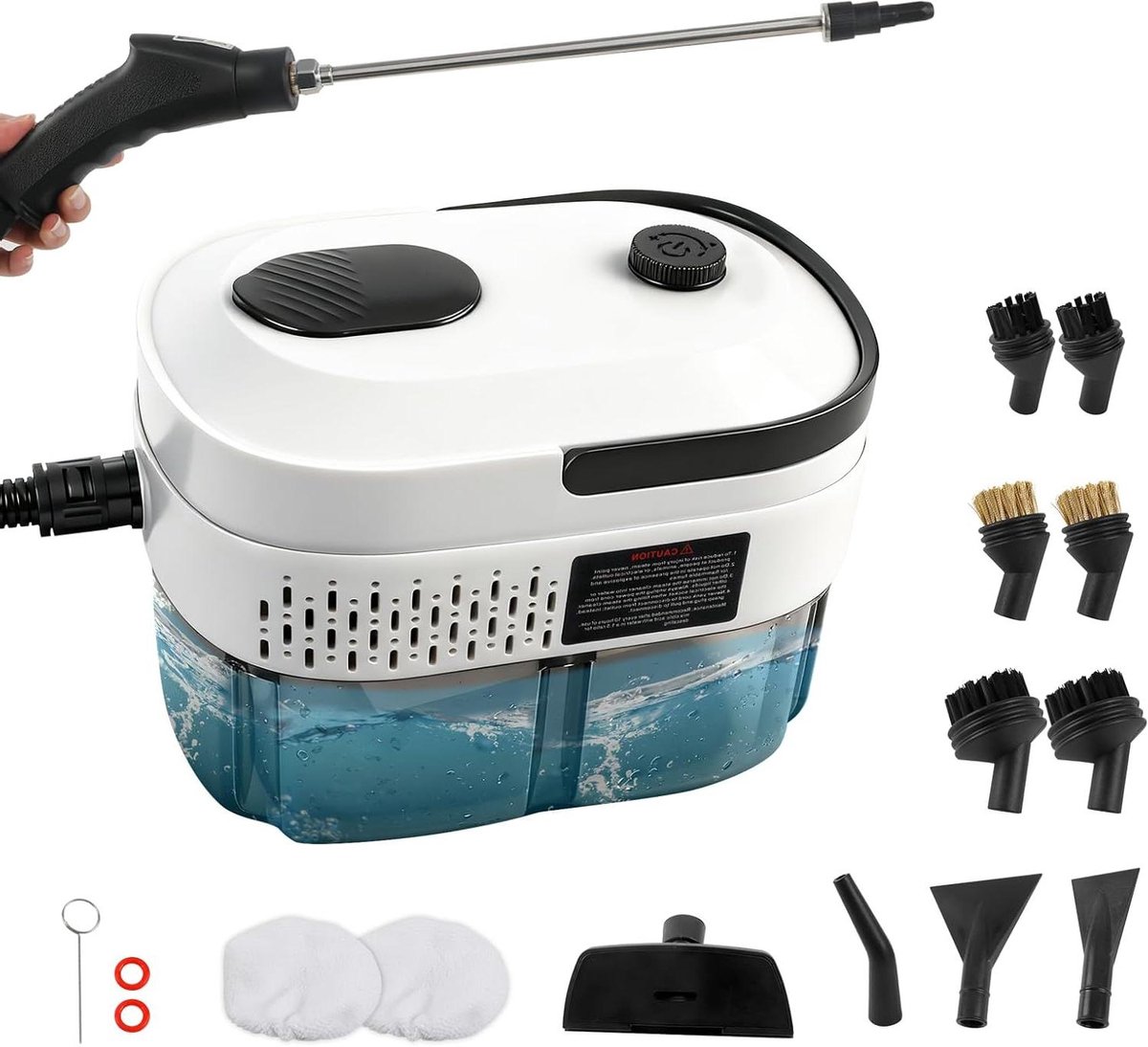 Handstoomreiniger - Stoomapparaat - Intensief Reinigen - 12 Delige Accessoireset - 14 Liter Tank - Wit