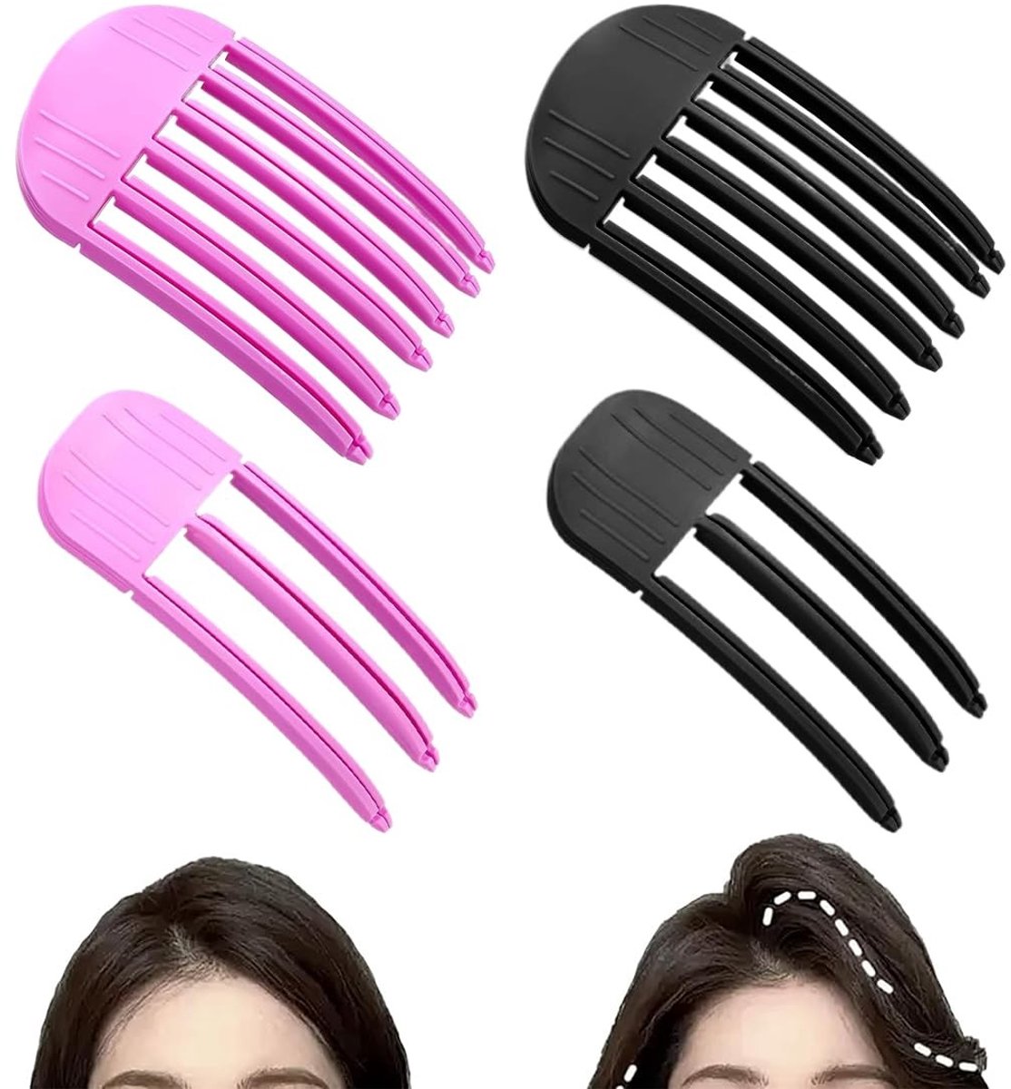 Dailygoods- Haarklemmen 4 Stuks - Volumegevende Haarspelden - Pluizige Clips - Rommelige Kapsels - Innovatief Alternatief - Zachte Verzorging