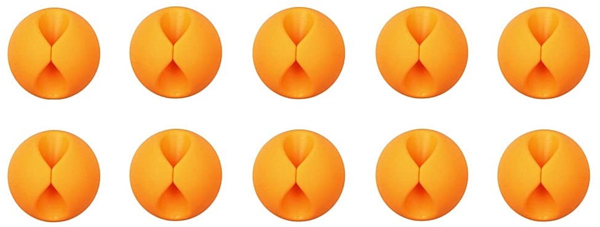Dailygoods - Kabelclips - Zelfklevende Oplader - Gemakkelijk Organiseren - Oranje - Kabelhouders voor Bureau - Set van 10