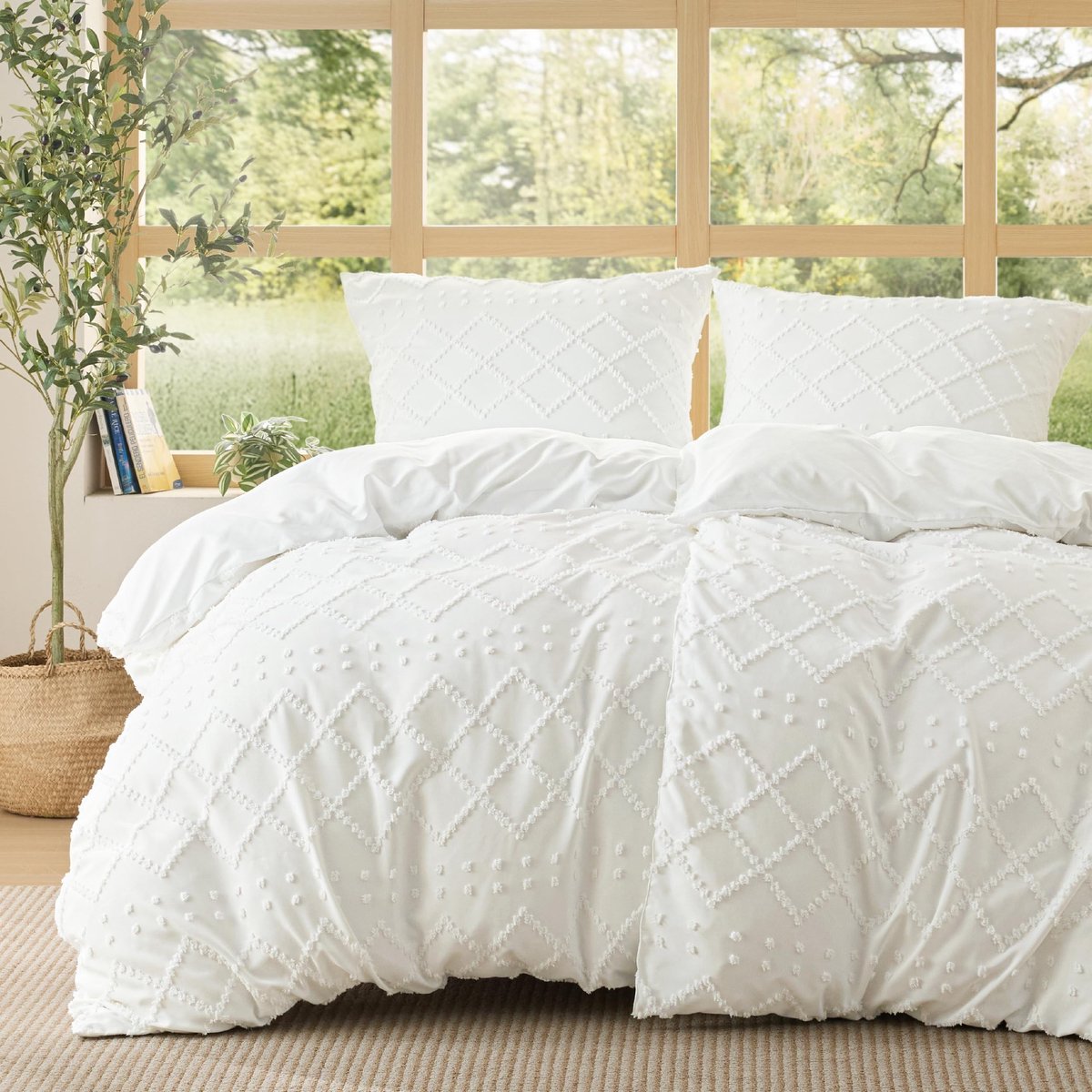 Dailygoods- Beddengoed 135 x 200 cm - 4-delig - Boho Dekbedovertrek - Kussenslopen 80 x 80 cm - OEKO-TEX Gecertificeerd - Zacht en Aangenaam