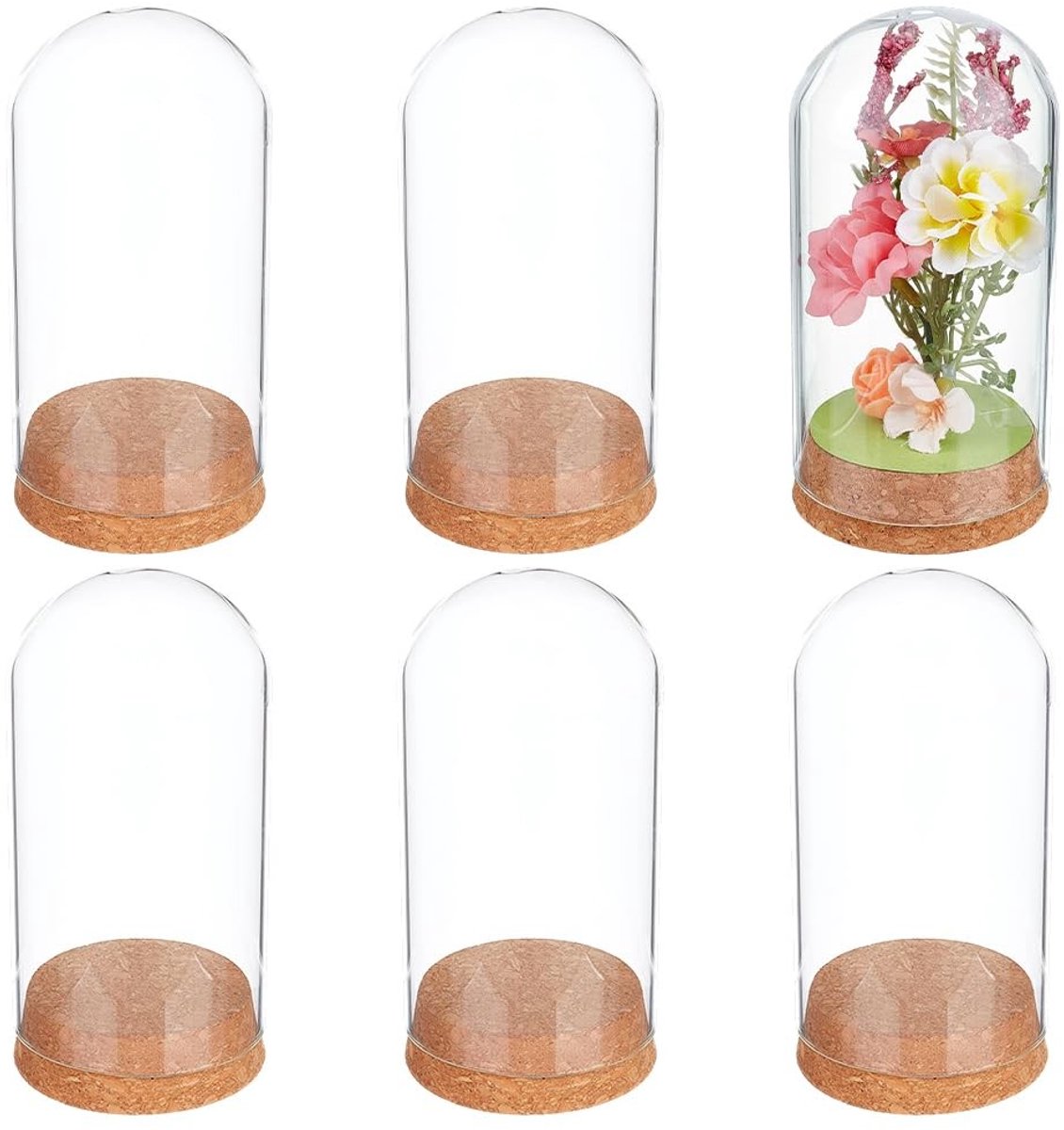 Dailygoods - 3 Stuks Koepeldisplay Glazen Pot met Kurk - Decoratiekoffer voor Bloemplanten en Ambachten