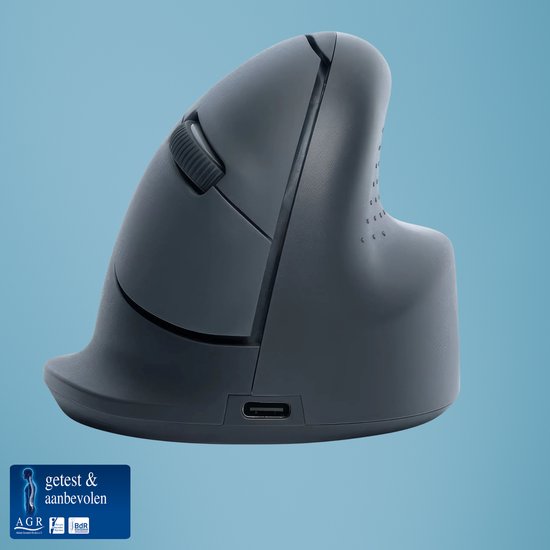 R-Go HE Basic - Ergonomische Verticale Muis - Bluetooth - Rechtshandig - Draadloos - Grijs