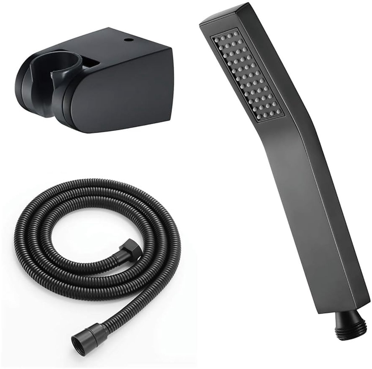 Dailygoods- Douchekop hogedruk - Doucheslang 1,5 m - Kalkafstotende siliconen sproeiers - 360° draaibaar - Roestvrij staal - Messing/ABS houder - Handdouche