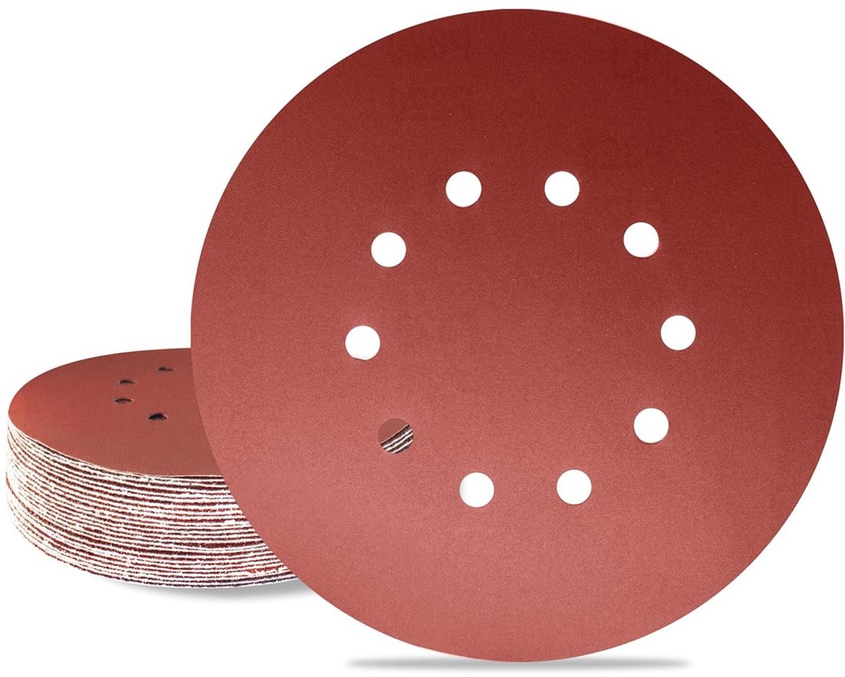 Dailygoods- Schuurschijven 225 mm - Schuurpapier - 25 Stuks - 10 Gaten - Korrel 320 - Professionele Kwaliteit