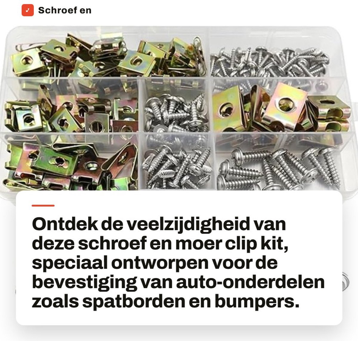Dailygoods- Bevestigingsmiddel 170 Stuks - Schroeven/Schroef - Moeren/Clip - Roestvrij Staal - Hoogwaardig Mangaanstaal - Auto Carrosserie Bevestiging