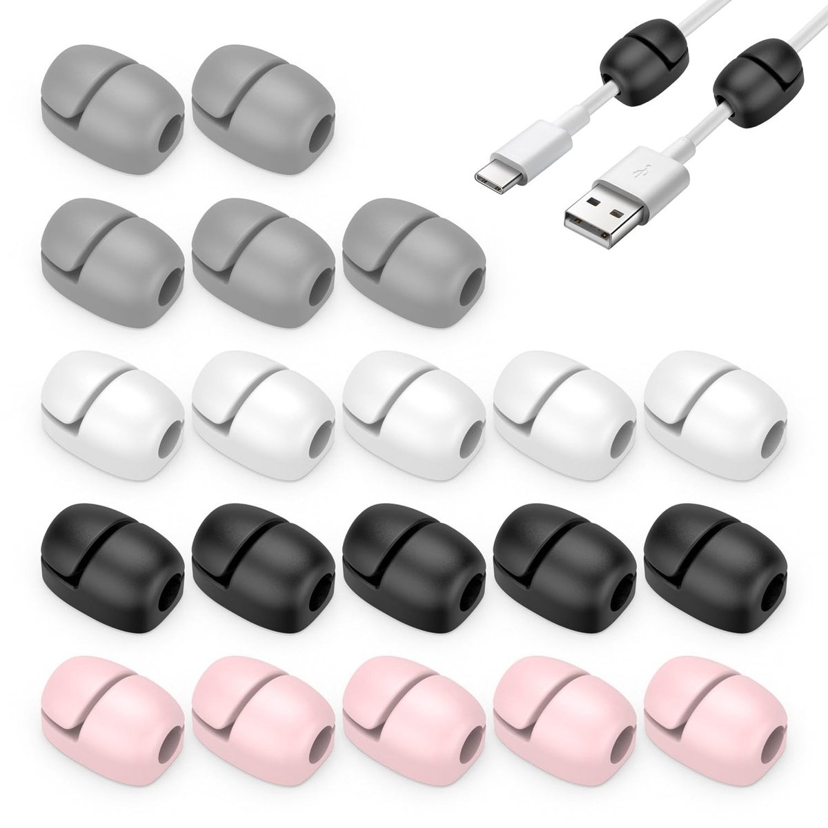 Dailygoods - Set van 20 Siliconen Kabelklemmen voor Thuis en Kantoor