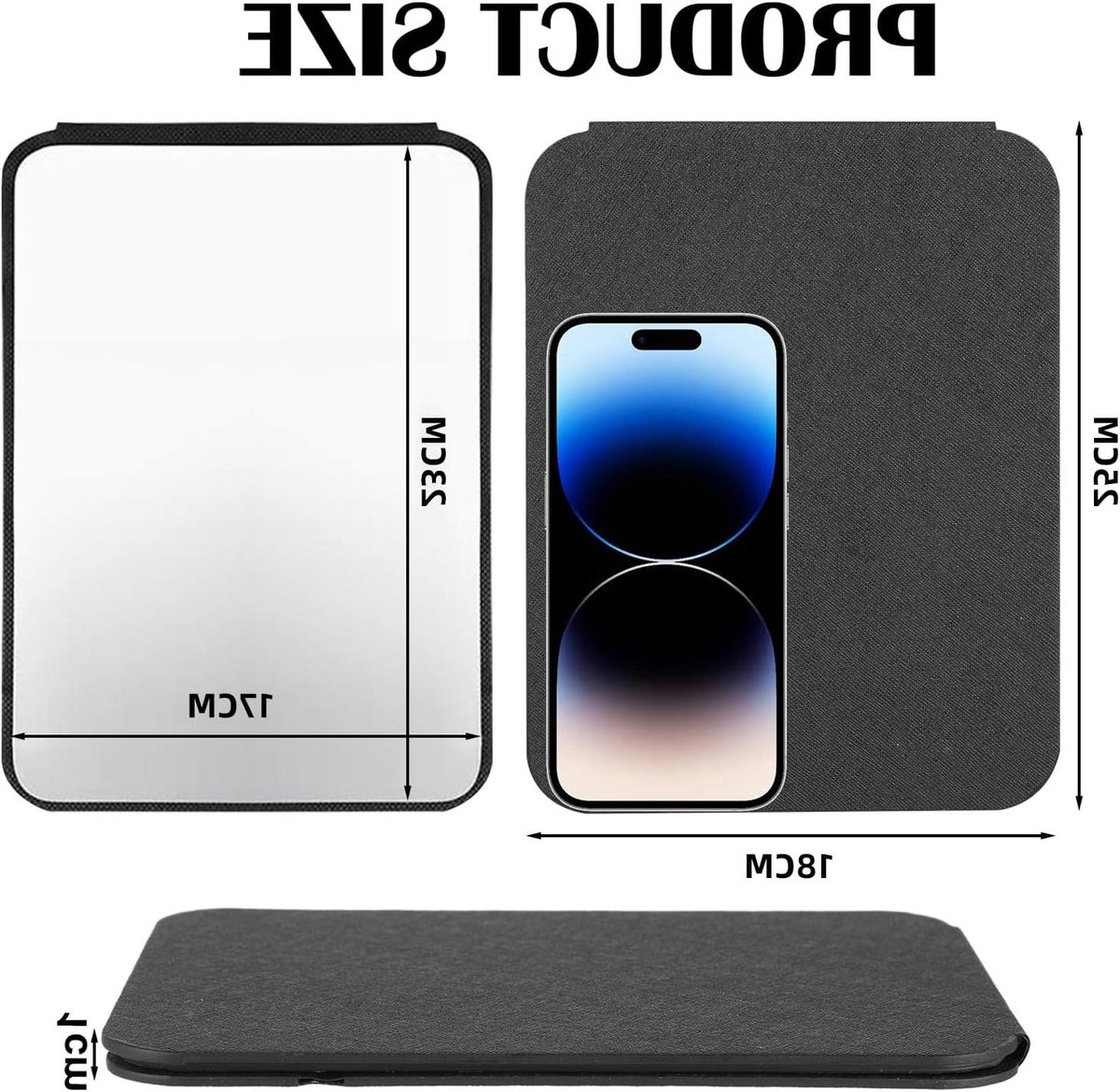 Opvouwbare Reisspiegel - Compacte Make-up Spiegel - Dagelijks Gebruik - Verstelbare Hoek - 25 x 18 cm - Zwart