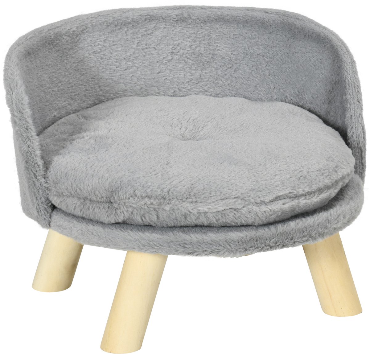Huisdierenbed - Scandinavische hondenstoel - Hondenstoelbank - met comfortabel afneembare kussen en stevige houten poten - diameter 40,5 × 33 cm (hoogte) - grijs