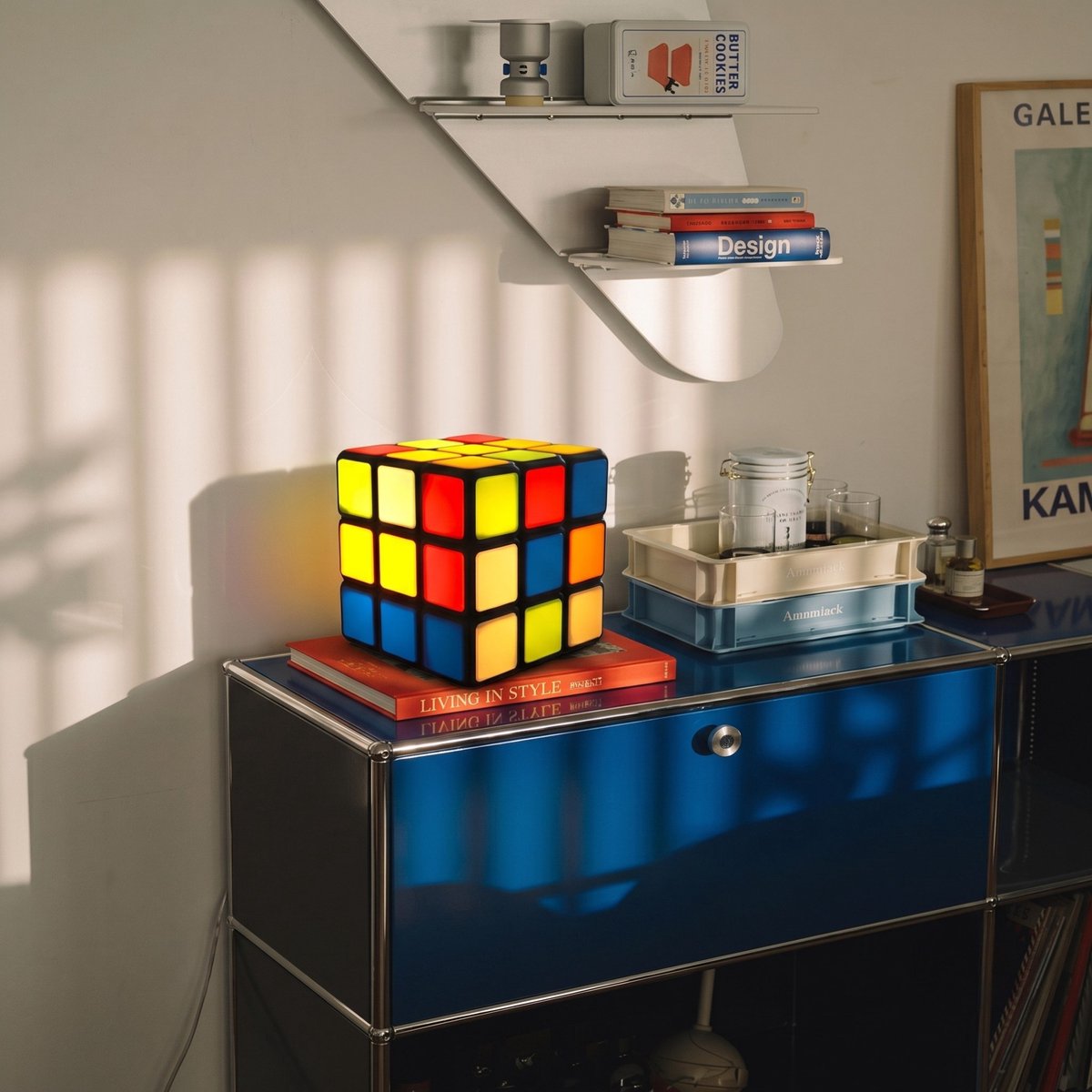 Retro Puzzel Kubus Tafellamp & Hanglamp – Pop Art Sfeerlamp E27 voor Bureau, Dressoir & Plafond | Meerkleurig | 19.5 cm — cadeau in Wonen & Interieur - foto 2