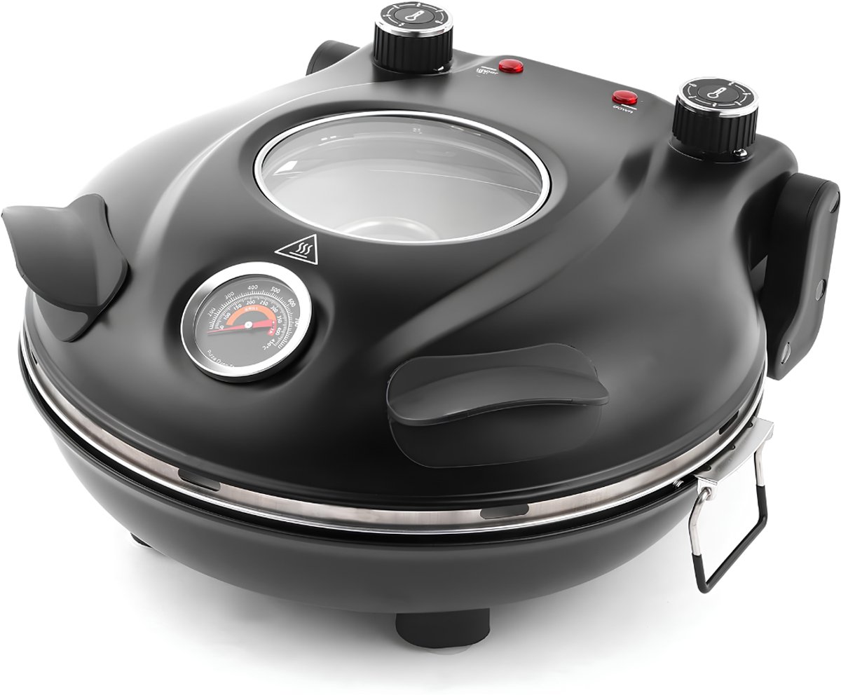 NIVA® Pizza Oven - Pizzaoven Draagbaar - Pizza Oven Elektrisch - Zwart - 33cm x 34cm x 17cm