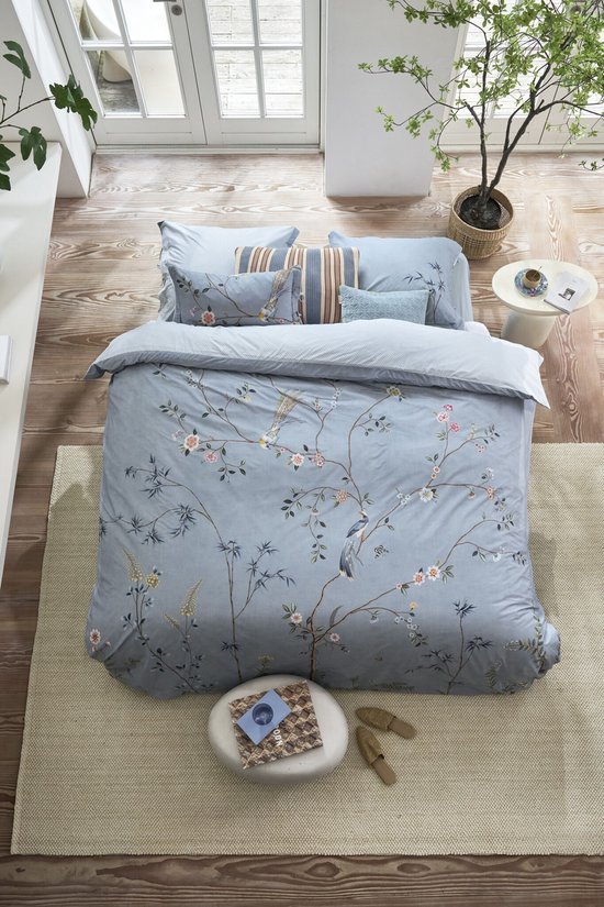 Pip Studio Bamboo Blossom dekbedovertrek - Lits-Jumeaux - 240 x 200/220 cm - Licht blauw