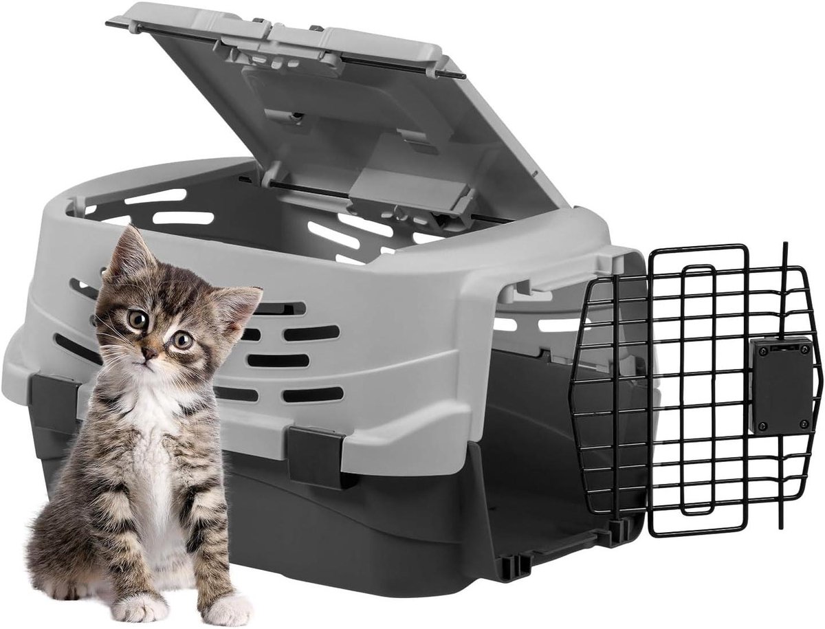 Transportbox Huisdieren - Diertransportbox Kattenbox - Veilig Vervoeren - 360 Graden Ventilatie - 483 cm - Grijs