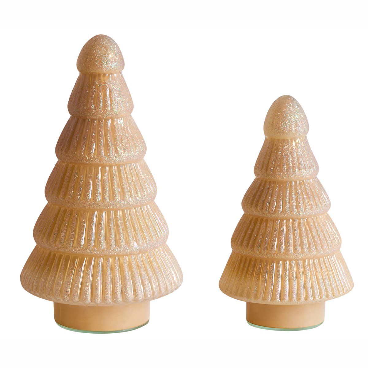 FLAREN - Set van 2 kerstdecoraties - Beige - Glas