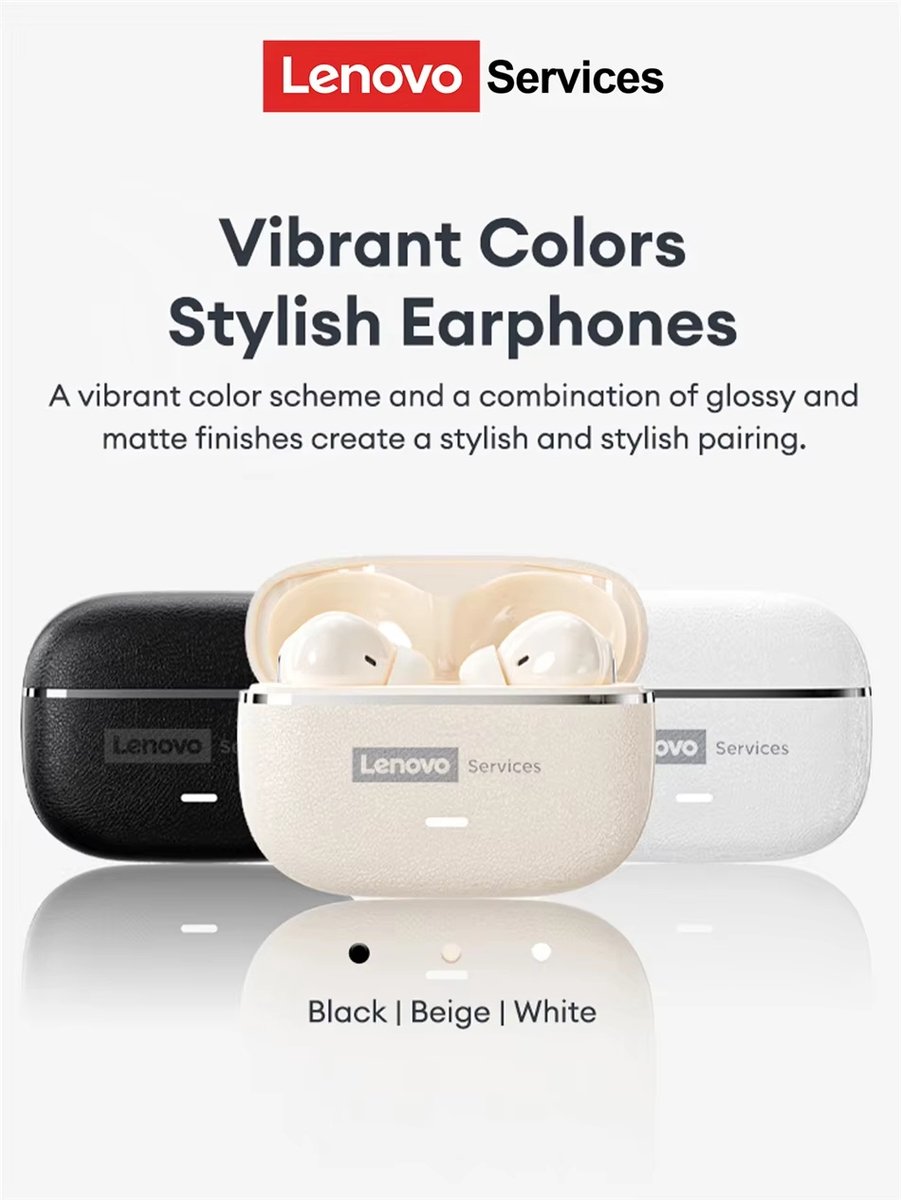 Lenovo LE208 TWS Draadloze Oordopjes - Bluetooth 6.0 Earbuds - In-ear - Beige