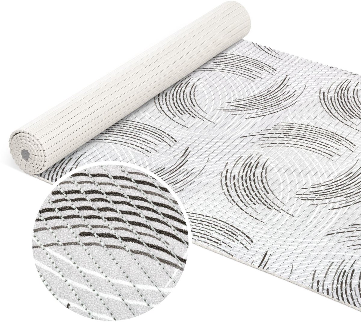 ANRO Badmat Cirkels Grijs 65x400cm Antislip Douchemat Afwasbaar Sneldrogend