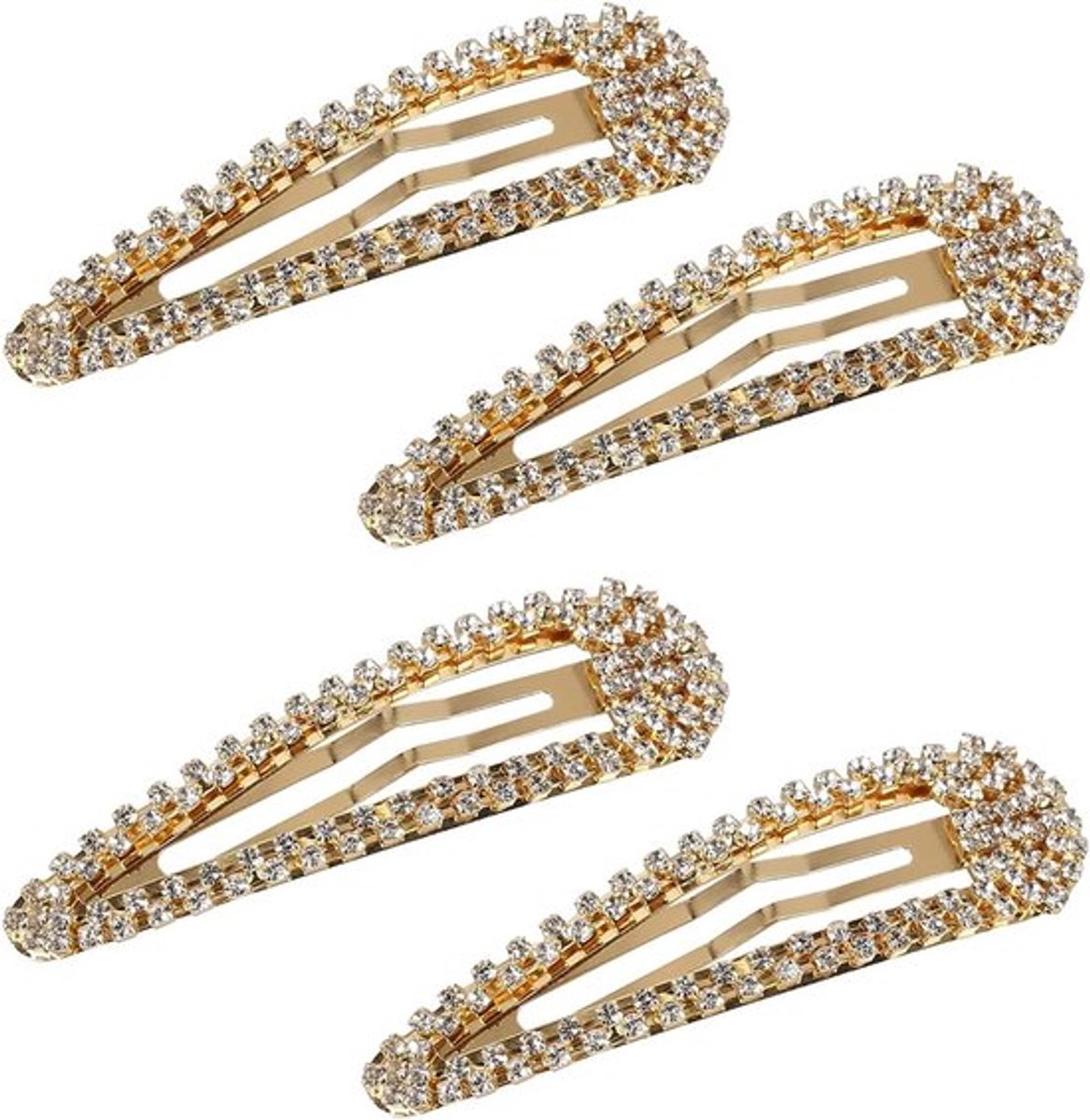 4 stuks rhinestone-haarclips van metaal, goudkleurig, haarclips met rhinestones, glinsterende snap-haarclips voor vrouwen