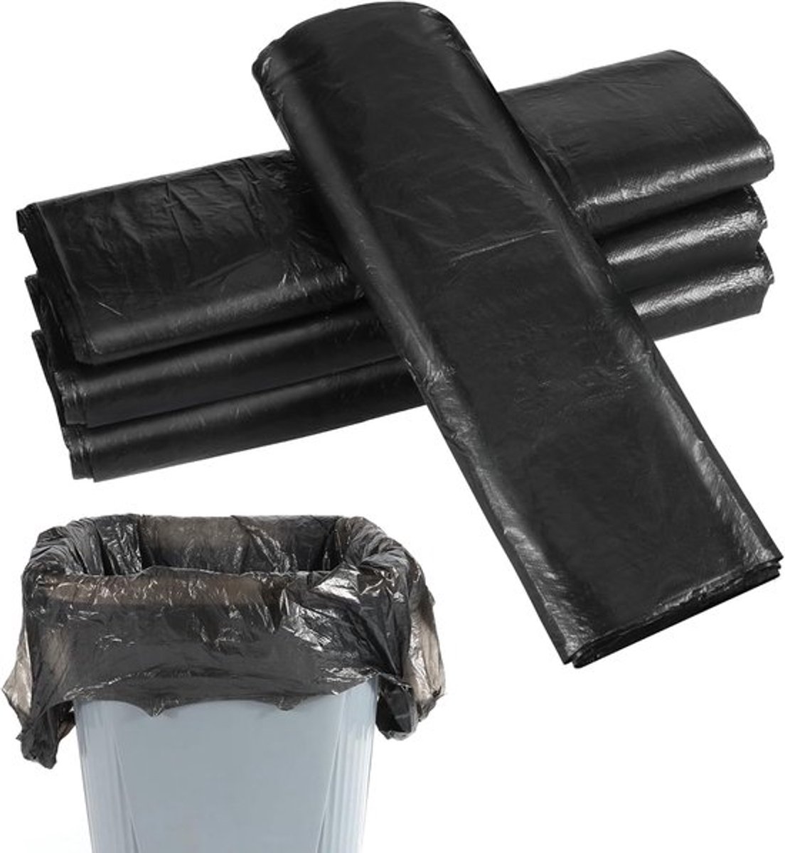 200 stuks 8 liter vuilniszakken met handgreep - zwart - Voor keuken, levensmiddelen, kantoor en woonkamer - Afvalzak met trekkoord 35 x 52 cm.