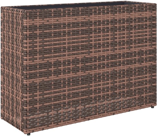 Verhoogde Plantenbak 81x28x58cm Bruin PE-Ratanen Stalen Frame Verstelbare Voeten met Inzetstuk voor Buiten Binnen