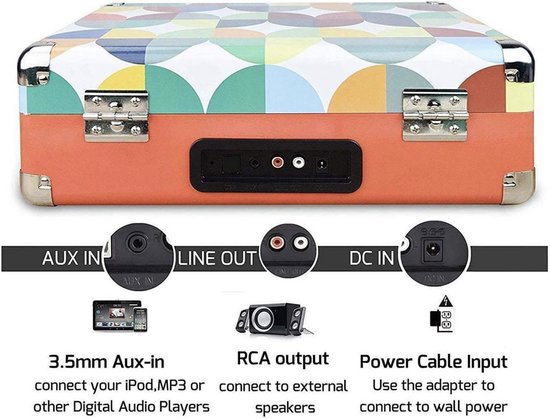 DIGITNOW Platenspeler - Ingebouwde Speakers - Auto-stop - Retro - Gekleurd — afbeelding 3