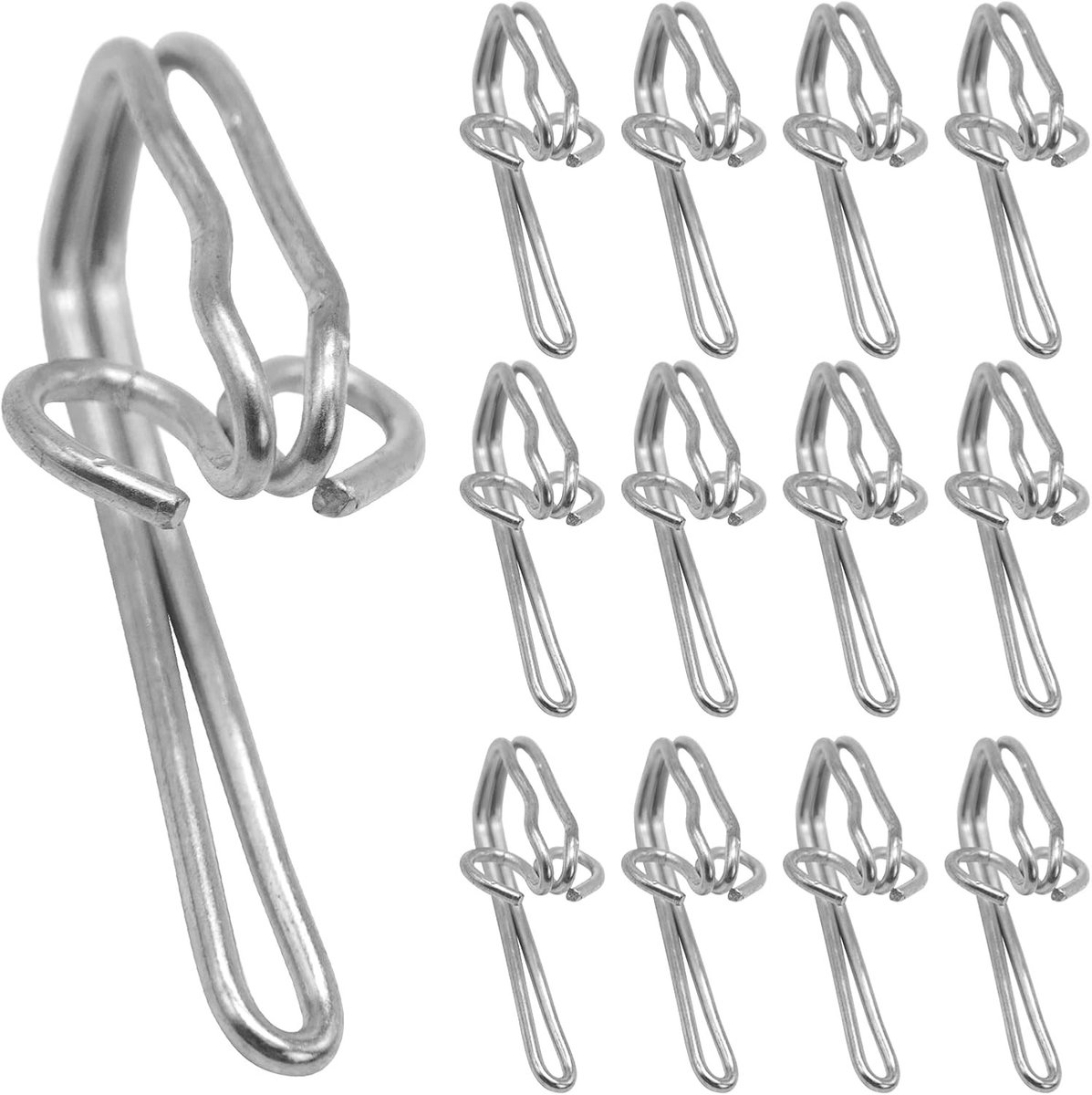 Zware Metalen Gordijnhaken - Zilver - 2,9 x 1,2 cm - Duurzaam Metaal - Voor Potloodplooi en Raamgordijnen