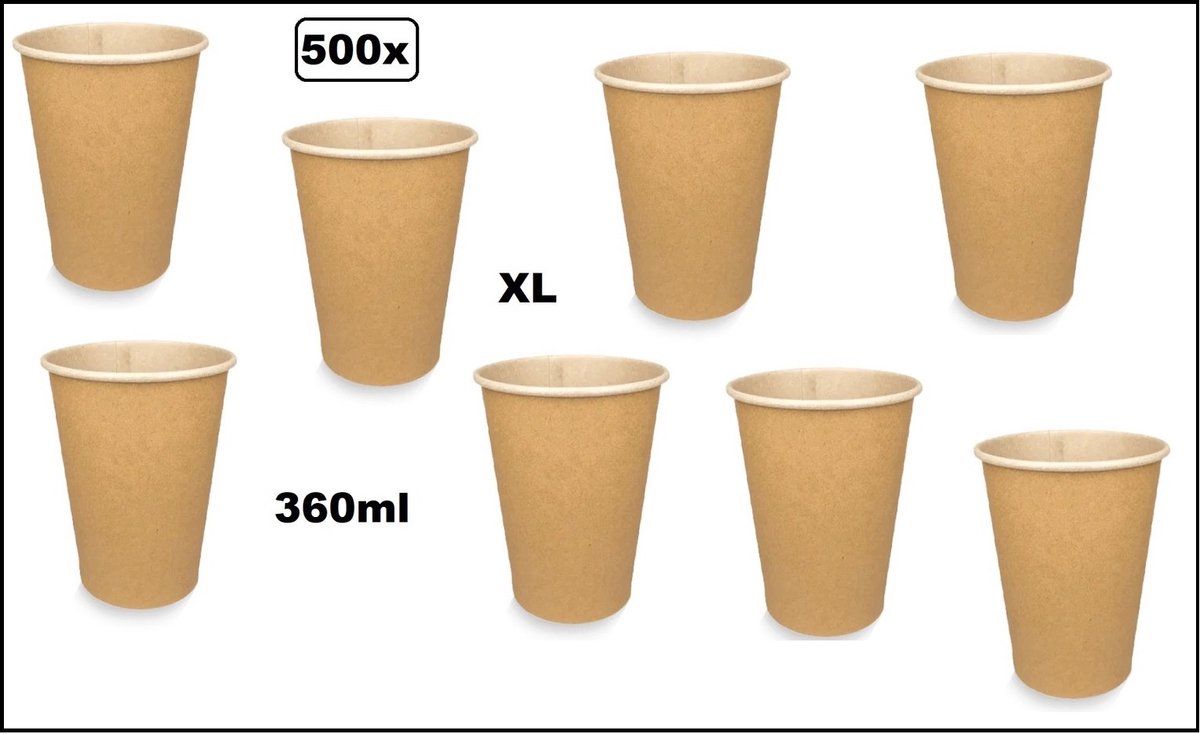 500stuks Mega Beker kraft 360ml -karton - Koffie thee chocomel soep drank water beker karton