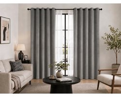 Everyday Elegance Royal – Luxe Gordijnen met ringen – 480 GSM 100% Verduisterend & Thermisch – Grijs – 132x260 CM