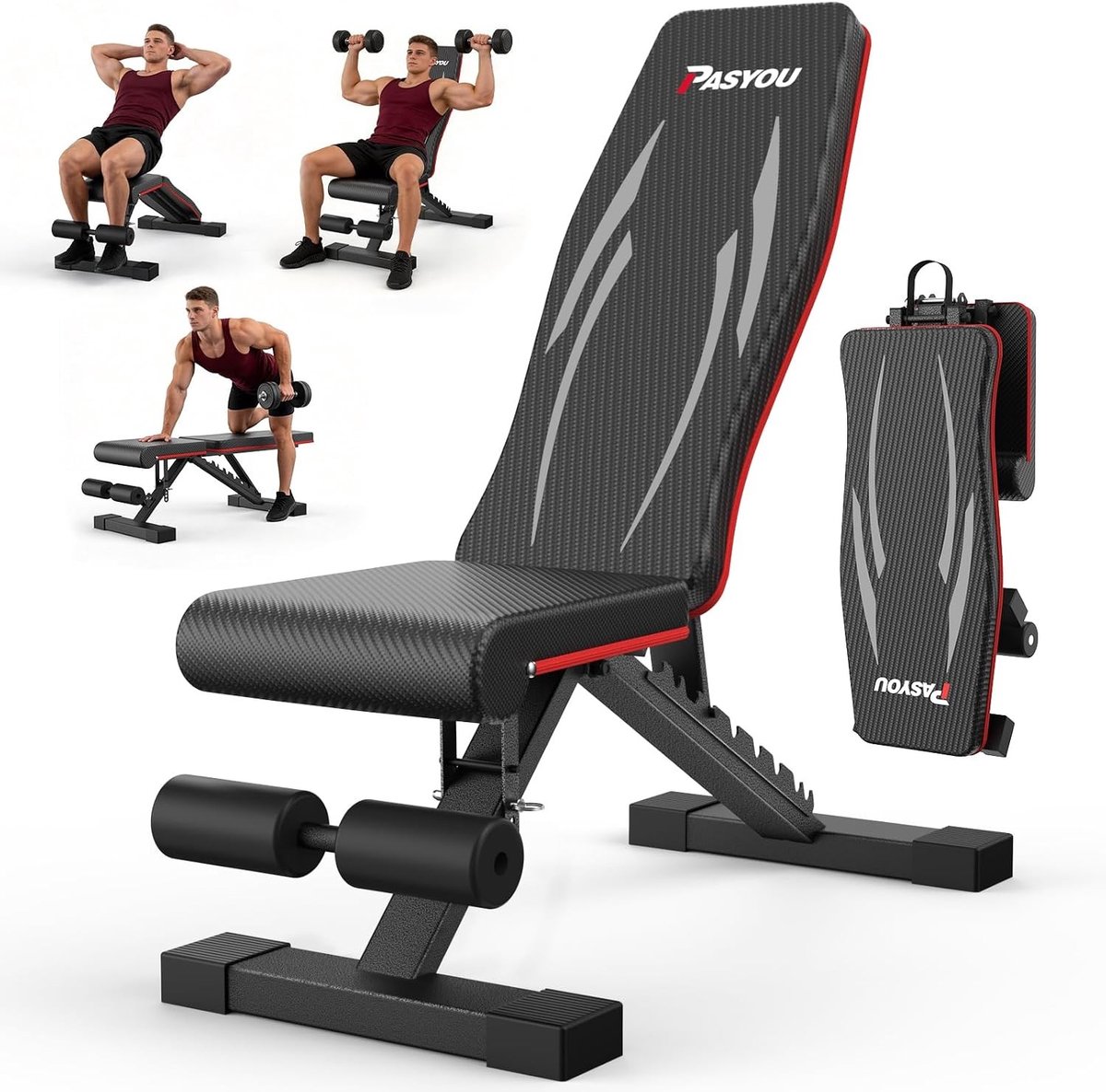 Opvouwbare Halterbank - Zwart - Belastbaarheid 300 kg - Verstelbare Multifunctionele Fitnessbank - Voor Thuis en Sportschool
