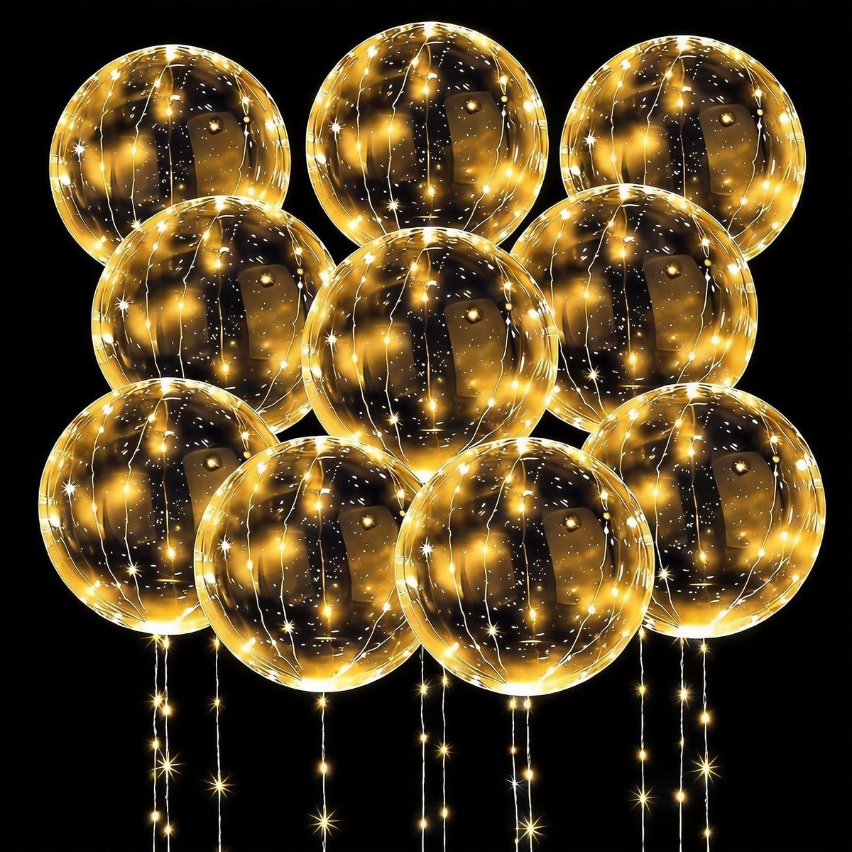 Bobo-ballonnen met LED-verlichting - Warm wit - 50 cm - Transparante Heliumballonnen - Voor Feestdecoratie