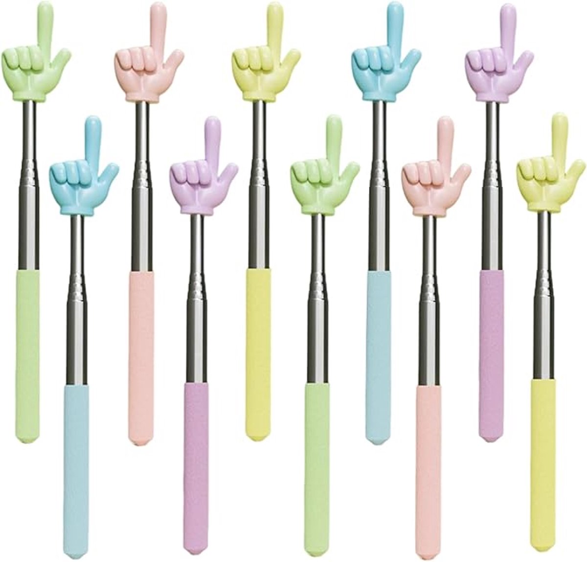Pointer Finger Stick - Aanwijsstok telescopisch - Aanwijsstok - pointer - presenter - Uitschuifbaar - voor schoolonderwijs, conferentiepresentatie - 10 stuks - 5 kleuren