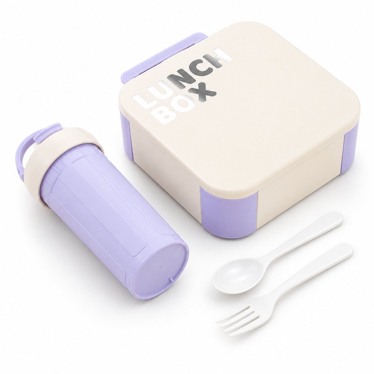 Bobypet - Bento Box Lunchbox Set met Waterfles - Magnetronbestendige Lunchbox met Bestek - Paarse Vershoudbak Set voor Kantoor en School - Paars