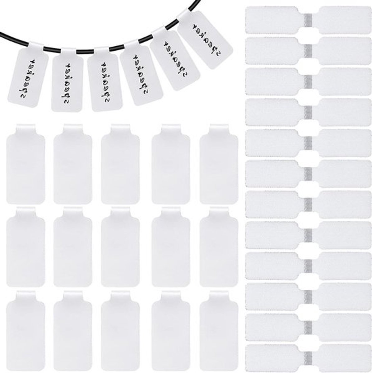Set van 60 herbruikbare kabellabels voor kabelbeheer - Zelfklevend en beschrijfbaar