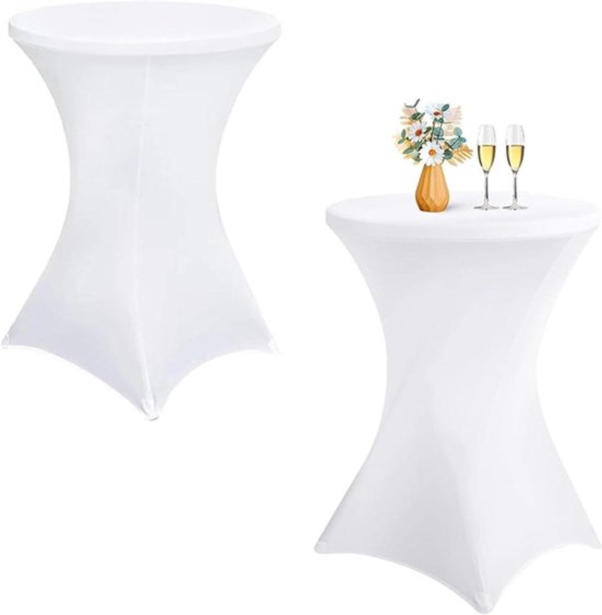Elastische Statafelhoezen 2 Stuks Ø 80-85 cm Wit - Rekbare Tafelhoes voor Bistro- en Statafels