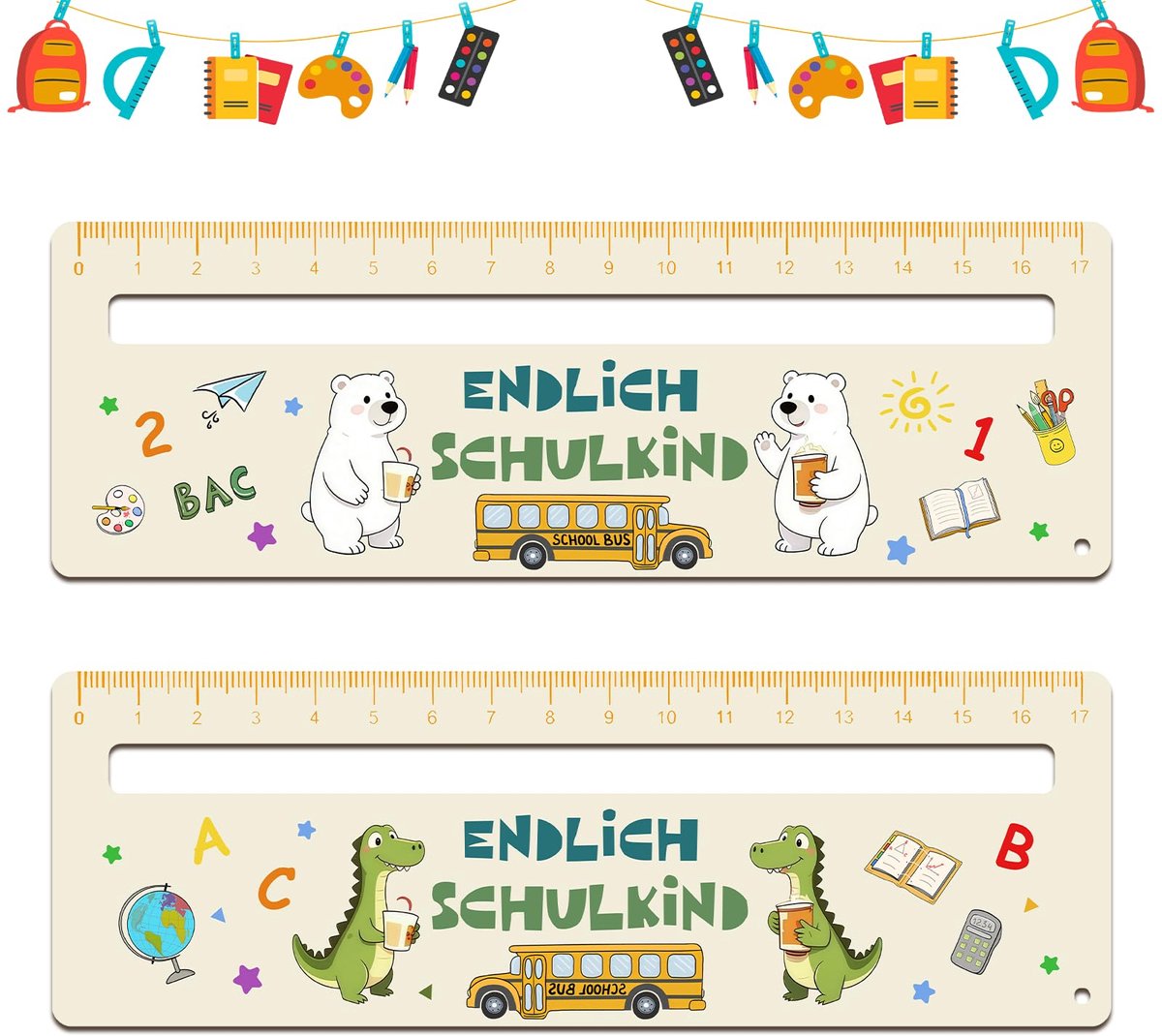 2 Stuks Houten Lesehulp voor Kinderen - Leseleineaal voor 1e Klas
