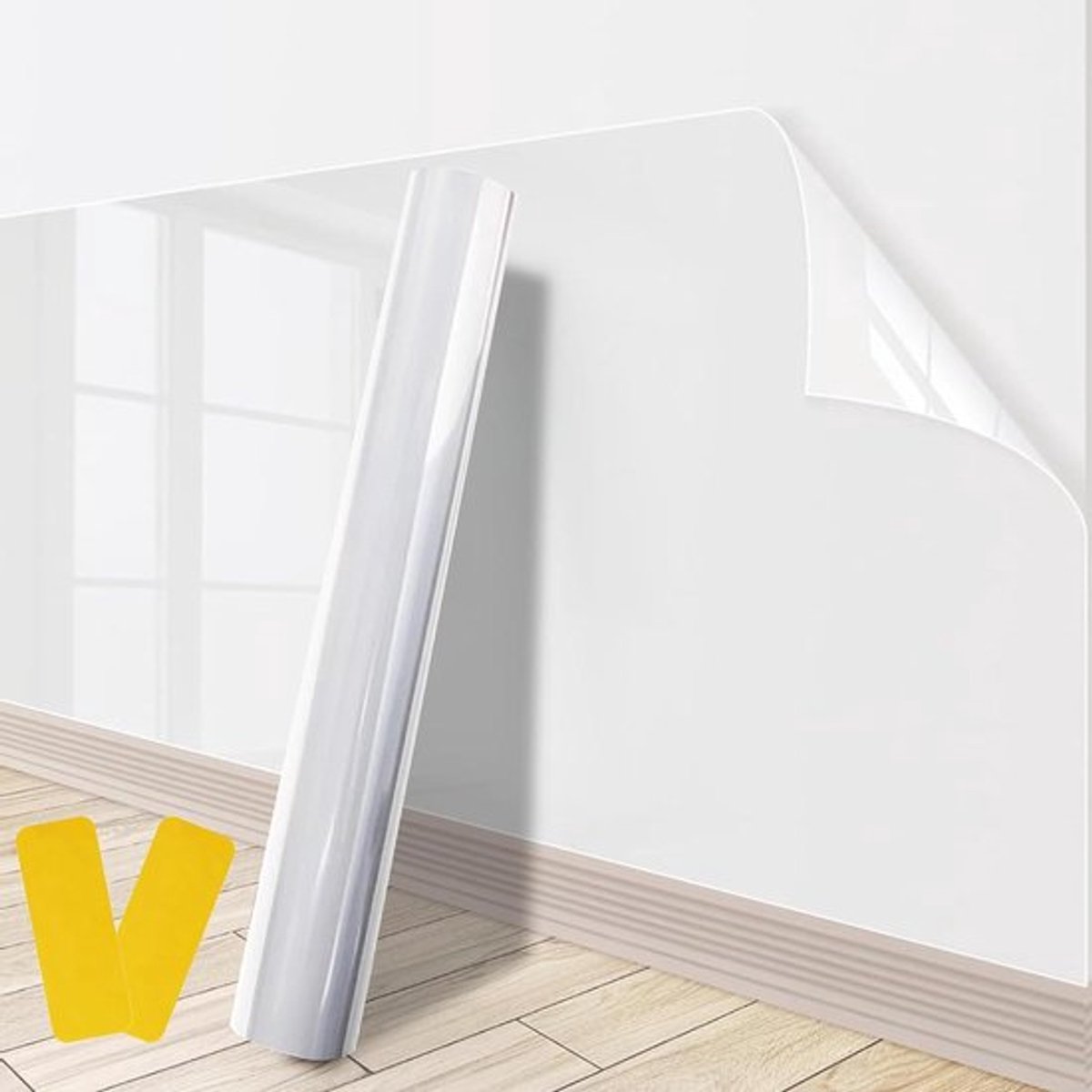 Transparante muurbeschermingsfolie 40 cm x 10 m | Inclusief 2 rakels | Statische muursticker | Afwasbaar en spatbescherming | Beschermfolie voor muren, keuken en meubels