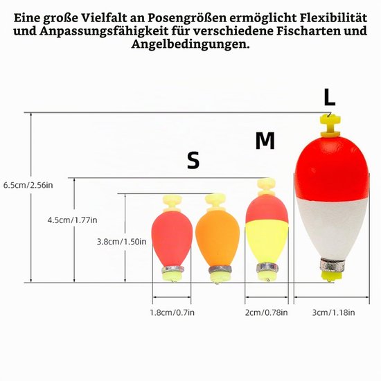 Set van 16 drijvers voor de visserij, EVA-schuim bobbers voor zoet- en zoutwater — afbeelding 2