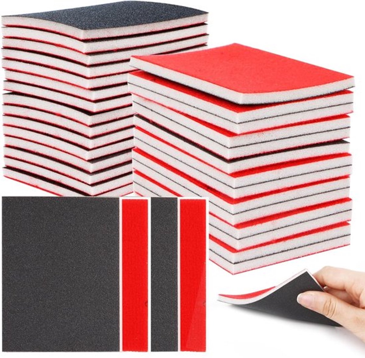 Set van 24 Schuurpads en Sponsen, P180-P3000 Korrel voor Nat en Droog Schuren van Hout, Metaal en Meubels, Ideaal voor Polijsten en Modelbouw